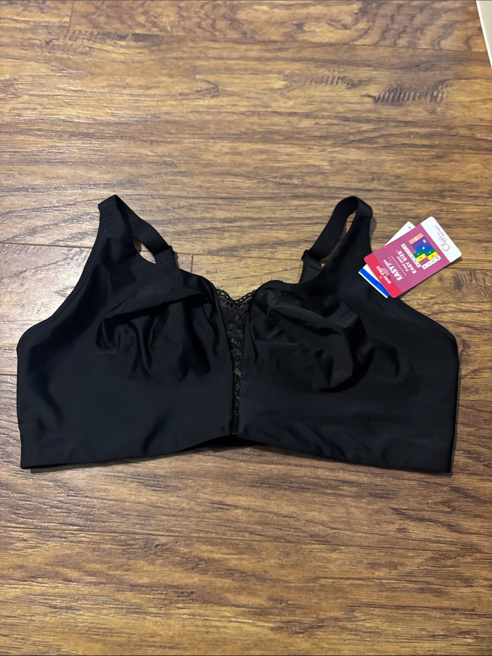 Warner's Black Smooth Full-Coverage Comfort Bra with Lace Trim